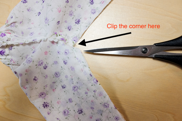 Clip the corner of the inseam