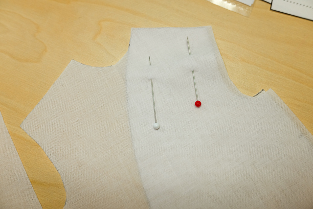 Begin with the shoulder seam for the lining