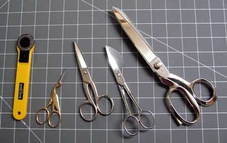 A selection of different sewing scissors