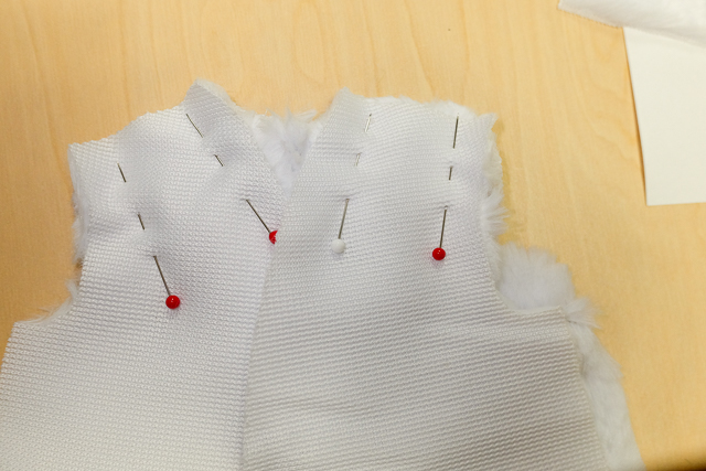 Sew the shoulder seam for the jacket